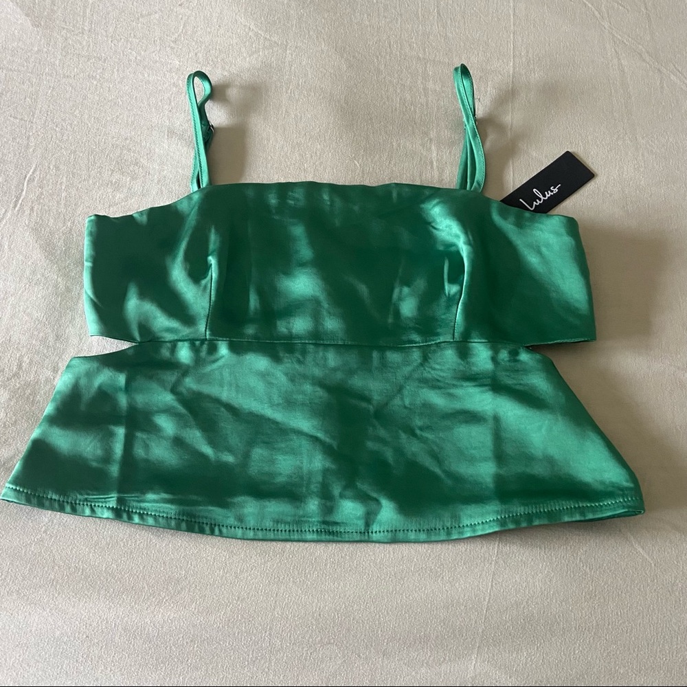 Lulus Emerald Green Silk Cutout Cami